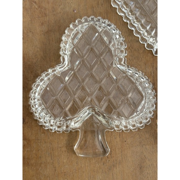 Set Of 3 Poker Bridge Card‎ Suit Crystal Glass Ashtrays Clear Spade Heart Club - Picture 6 of 10